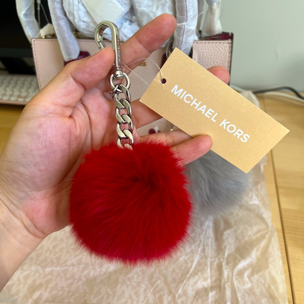 Last one! NWT — Michael Kors medium size fur Pom Pom charm key chain (No box)